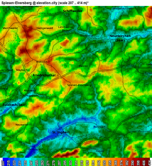 Zoom OUT 2x Spiesen-Elversberg, Germany elevation map