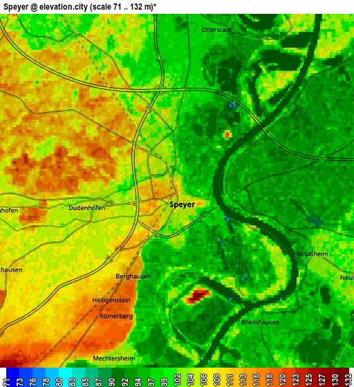 Zoom OUT 2x Speyer, Germany elevation map