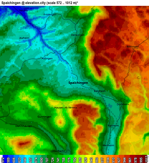 Zoom OUT 2x Spaichingen, Germany elevation map