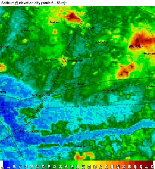 Zoom OUT 2x Sottrum, Germany elevation map