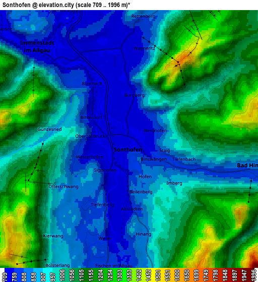 Zoom OUT 2x Sonthofen, Germany elevation map