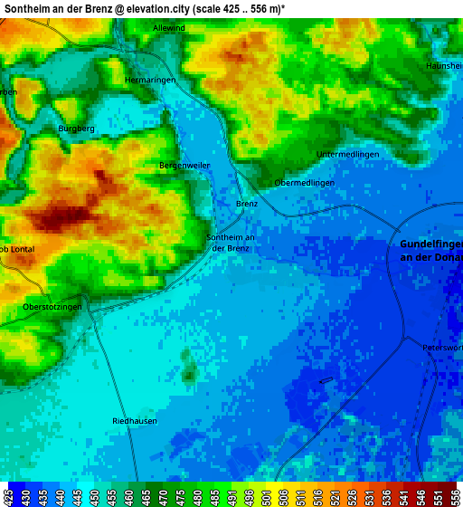 Zoom OUT 2x Sontheim an der Brenz, Germany elevation map