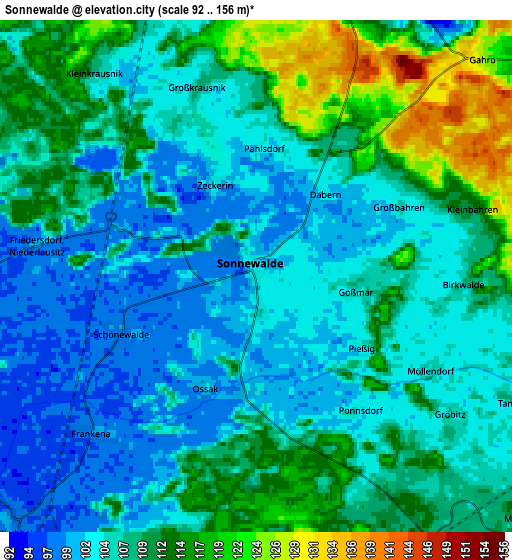 Zoom OUT 2x Sonnewalde, Germany elevation map