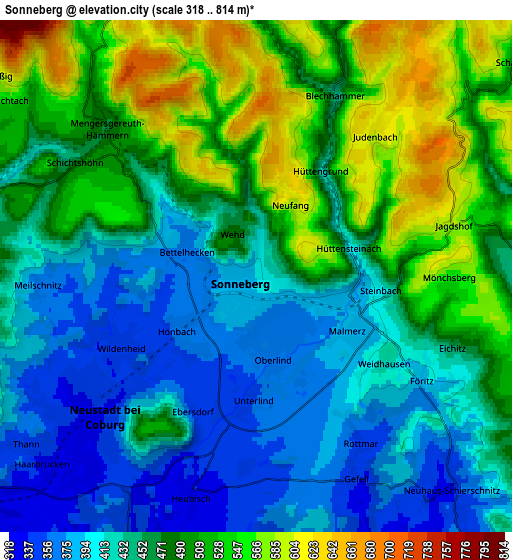 Zoom OUT 2x Sonneberg, Germany elevation map