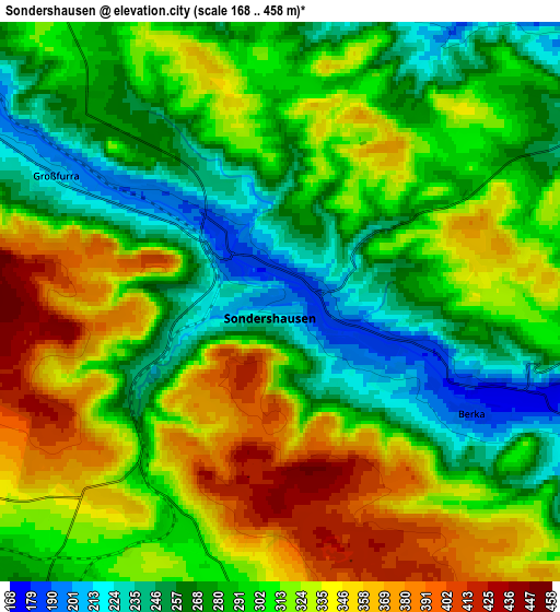 Zoom OUT 2x Sondershausen, Germany elevation map