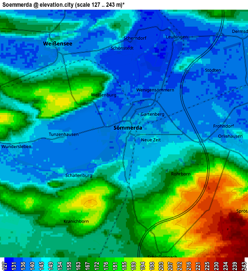 Zoom OUT 2x Sömmerda, Germany elevation map