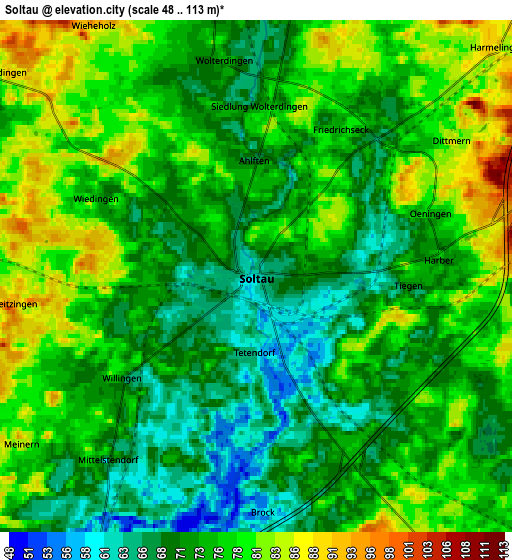 Zoom OUT 2x Soltau, Germany elevation map