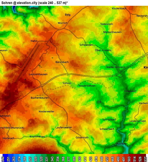 Zoom OUT 2x Sohren, Germany elevation map