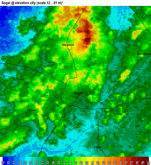 Zoom OUT 2x Sögel, Germany elevation map