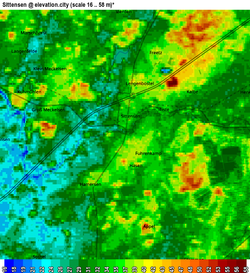 Zoom OUT 2x Sittensen, Germany elevation map