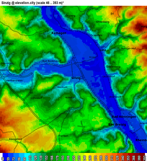 Zoom OUT 2x Sinzig, Germany elevation map