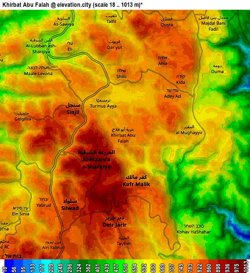 Zoom OUT 2x Khirbat Abū Falāḩ, Palestinian Territory elevation map