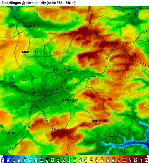 Zoom OUT 2x Sindelfingen, Germany elevation map