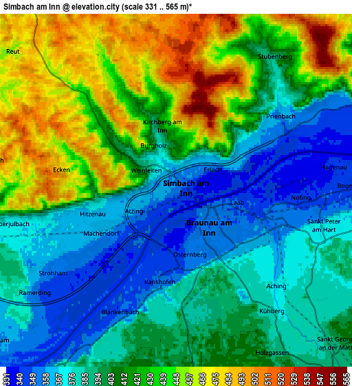 Zoom OUT 2x Simbach am Inn, Germany elevation map