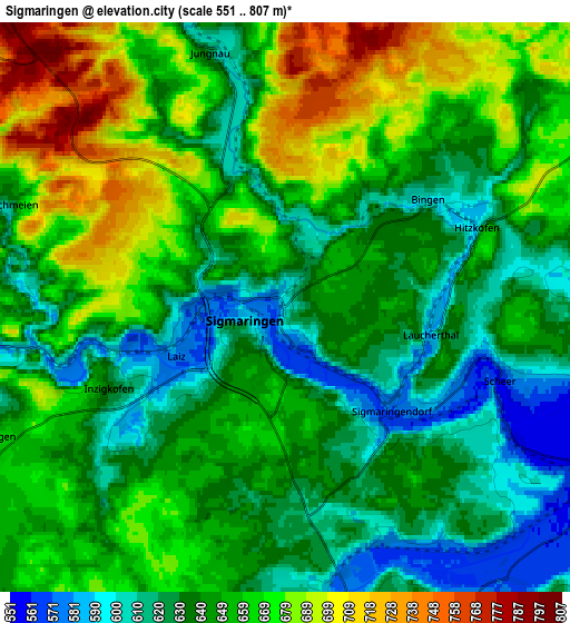 Zoom OUT 2x Sigmaringen, Germany elevation map