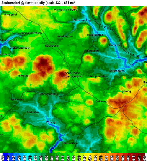 Zoom OUT 2x Seubersdorf, Germany elevation map