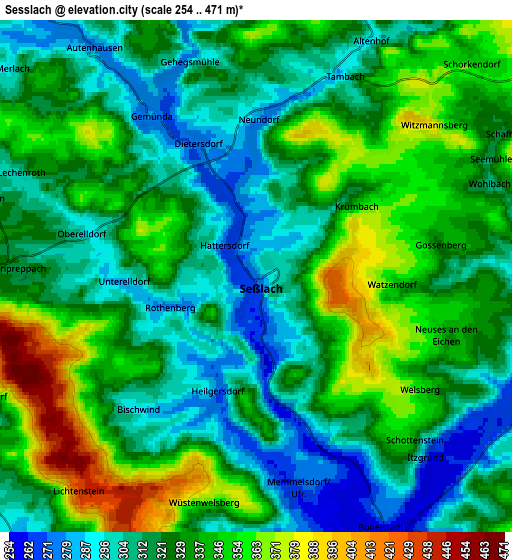 Zoom OUT 2x Seßlach, Germany elevation map