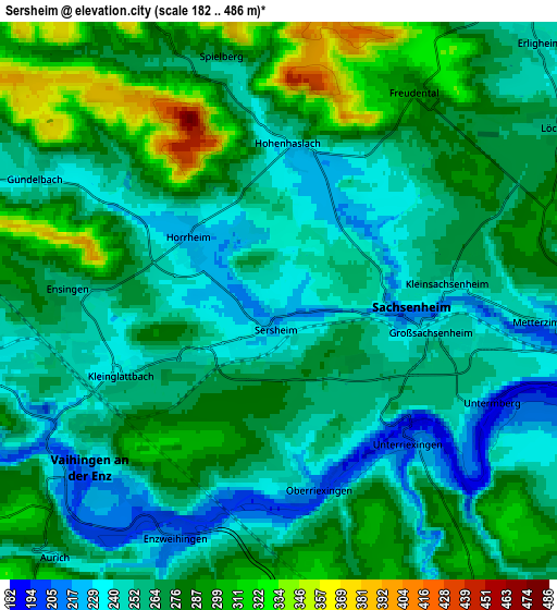 Zoom OUT 2x Sersheim, Germany elevation map