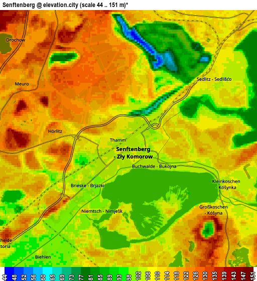 Zoom OUT 2x Senftenberg, Germany elevation map