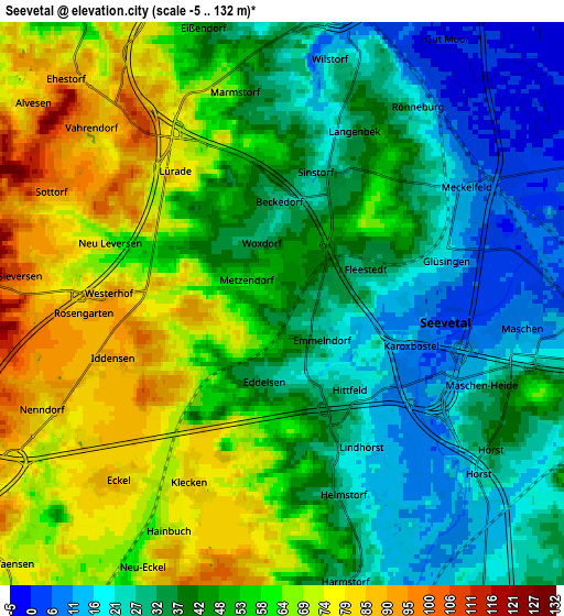 Zoom OUT 2x Seevetal, Germany elevation map