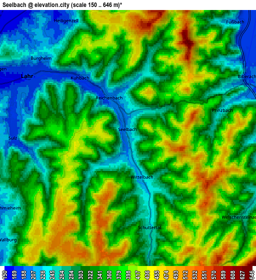 Zoom OUT 2x Seelbach, Germany elevation map