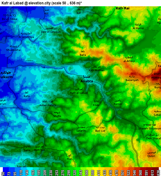 Zoom OUT 2x Kafr al Labad, Palestinian Territory elevation map