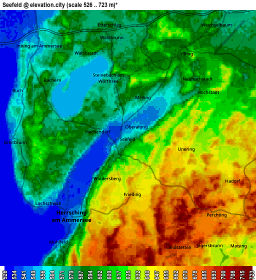 Zoom OUT 2x Seefeld, Germany elevation map