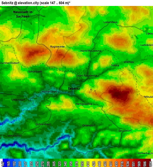 Zoom OUT 2x Sebnitz, Germany elevation map