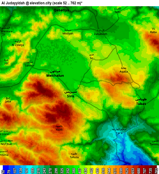 Zoom OUT 2x Al Judayyidah, Palestinian Territory elevation map