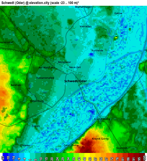 Zoom OUT 2x Schwedt (Oder), Germany elevation map