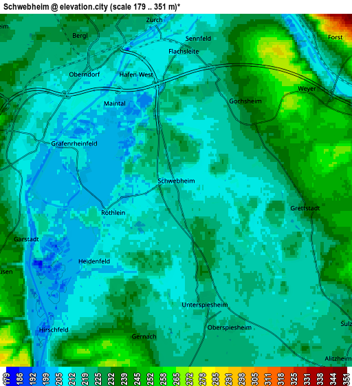 Zoom OUT 2x Schwebheim, Germany elevation map