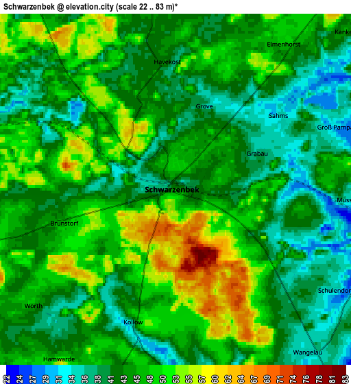 Zoom OUT 2x Schwarzenbek, Germany elevation map