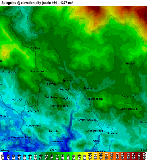 Zoom OUT 2x Spiegelau, Germany elevation map