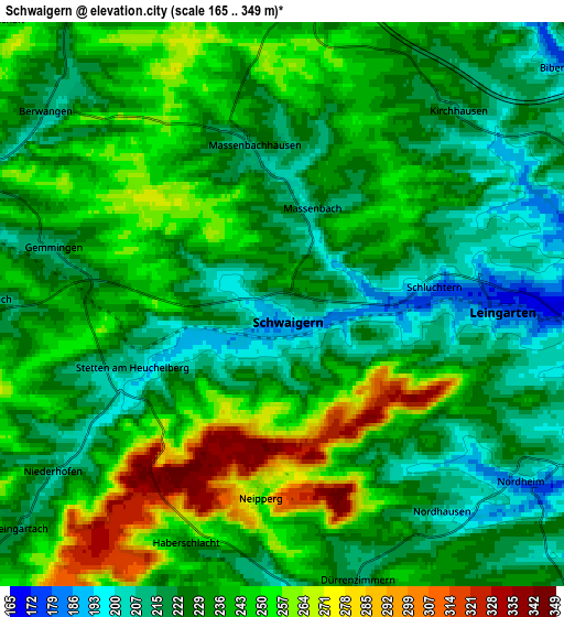 Zoom OUT 2x Schwaigern, Germany elevation map