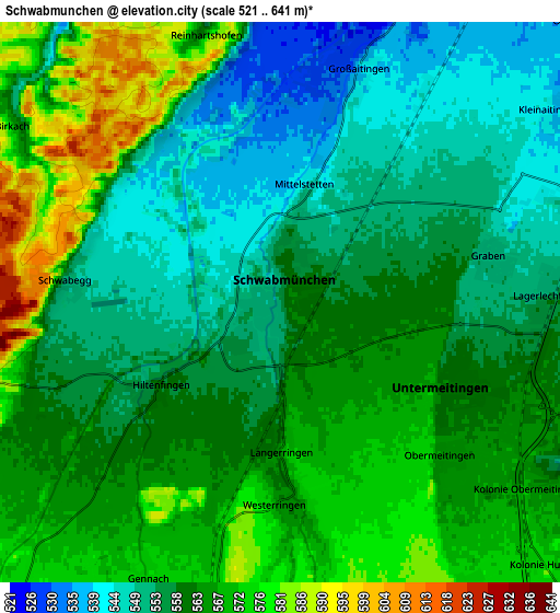 Zoom OUT 2x Schwabmünchen, Germany elevation map