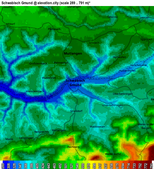 Zoom OUT 2x Schwäbisch Gmünd, Germany elevation map