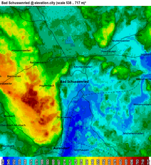 Zoom OUT 2x Bad Schussenried, Germany elevation map