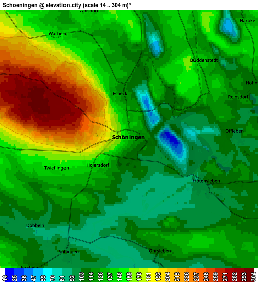 Zoom OUT 2x Schöningen, Germany elevation map