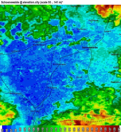 Zoom OUT 2x Schönewalde, Germany elevation map