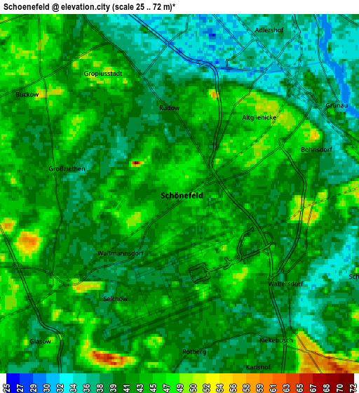 Zoom OUT 2x Schönefeld, Germany elevation map