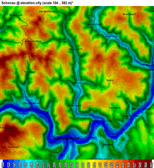 Zoom OUT 2x Schönau, Germany elevation map