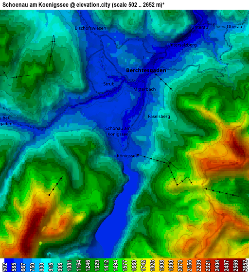 Zoom OUT 2x Schönau am Königssee, Germany elevation map