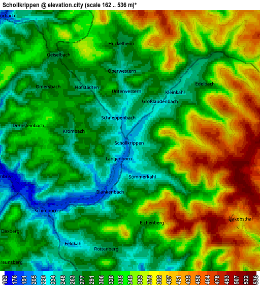 Zoom OUT 2x Schöllkrippen, Germany elevation map