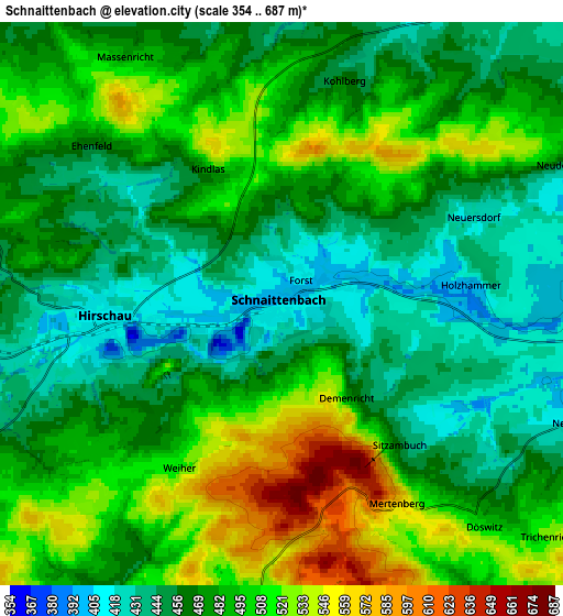 Zoom OUT 2x Schnaittenbach, Germany elevation map