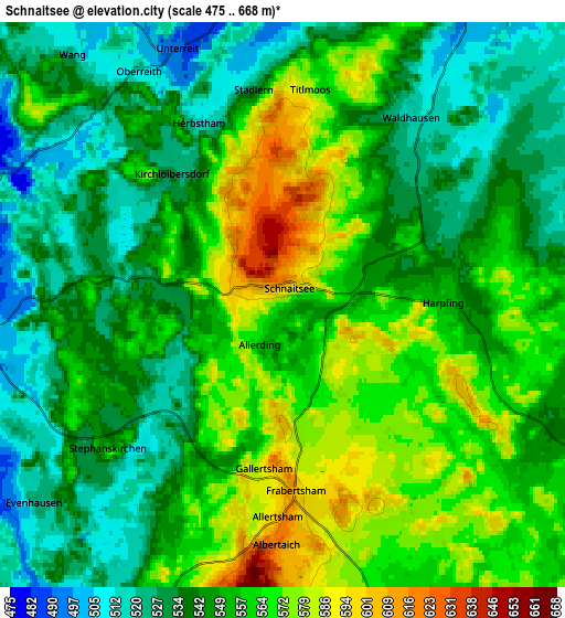 Zoom OUT 2x Schnaitsee, Germany elevation map