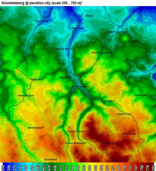 Zoom OUT 2x Schmiedeberg, Germany elevation map