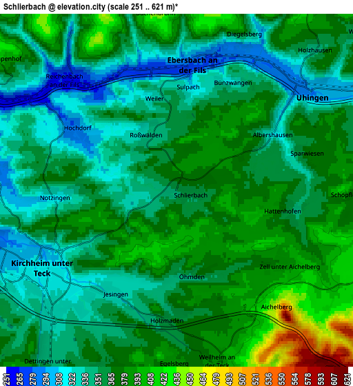 Zoom OUT 2x Schlierbach, Germany elevation map