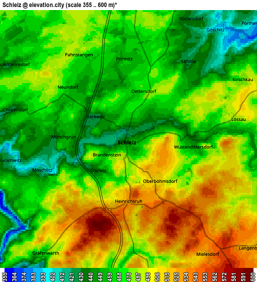 Zoom OUT 2x Schleiz, Germany elevation map