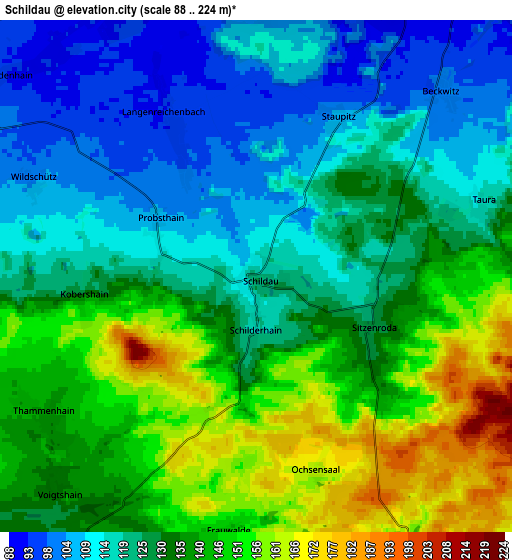 Zoom OUT 2x Schildau, Germany elevation map