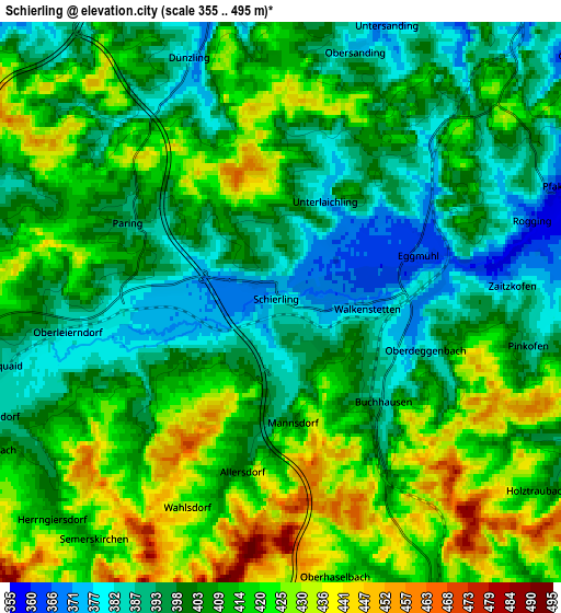 Zoom OUT 2x Schierling, Germany elevation map